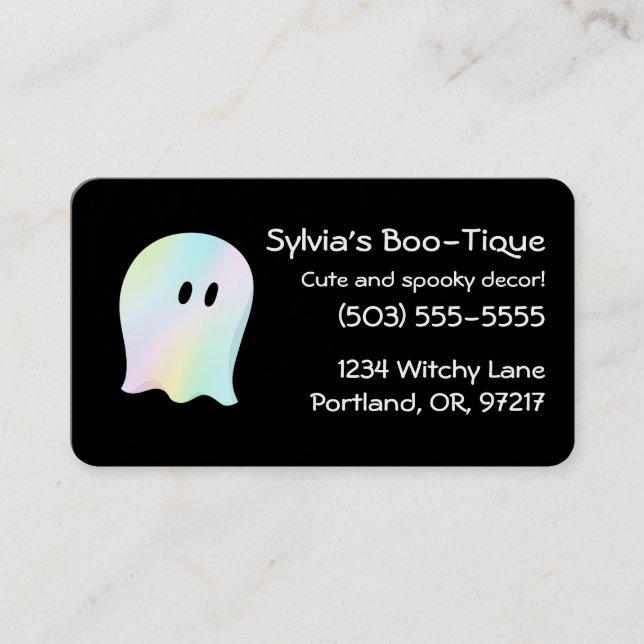 Customizable Pastel Ghost Business Card (Front)