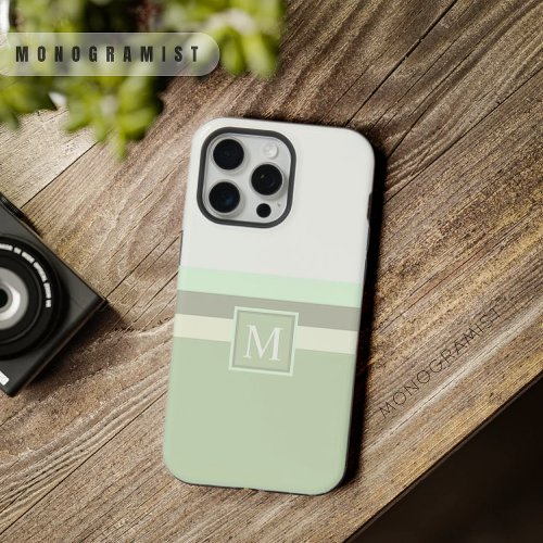 Customizable Pastel Green Grey White Color Block iPhone 15 Pro Max Case