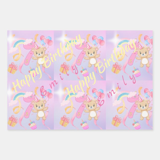 Customizable Pastel Happy Birthday Wrapping Paper  (Front)