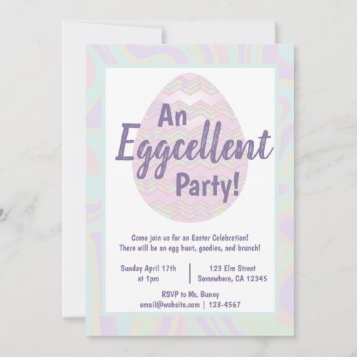 Customizable Pastel Marbled Chevrons Easter Party Invitation