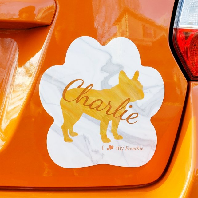 Customizable Pastel Orange French Bulldog Car Magnet (Creator Uploaded)