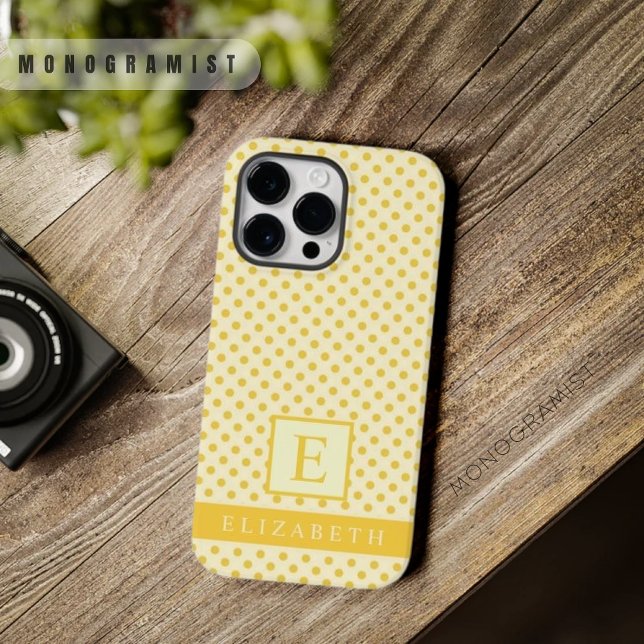 Customizable Pastel Pale Butter Yellow Polka Dot Case-Mate iPhone Case (Customizable Pastel Pale Butter Yellow Polka Dot Case-Mate iPhone Case)