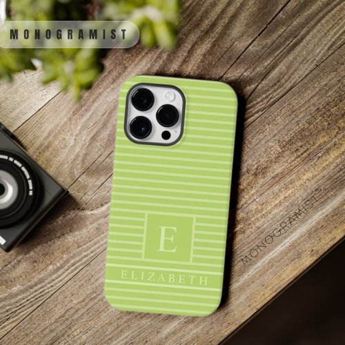 Customizable Pastel Pale Lime Green Color Stripes  Case_Mate iPhone 14 Pro Max Case