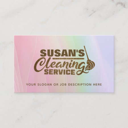 Customizable Pastel Pink Cleaning Business Cards
