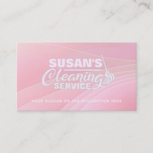 Customizable Pastel Pink Cleaning Business Cards