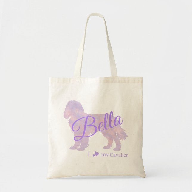 Customizable Pastel Purple Cavalier King Charles Tote Bag (Front)