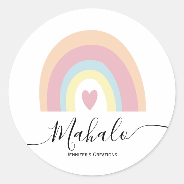 Customizable pastel rainbow mahalo sticker (Front)