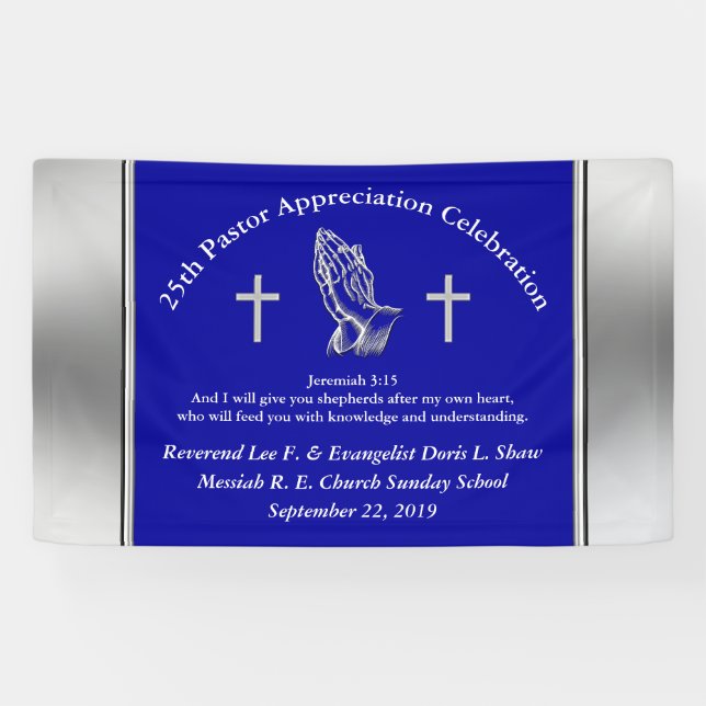 Customizable Pastor Appreciation Party Banner (Horizontal)