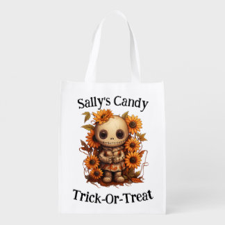 Customizable Patchwork Girl Trick or Treat Grocery Bag