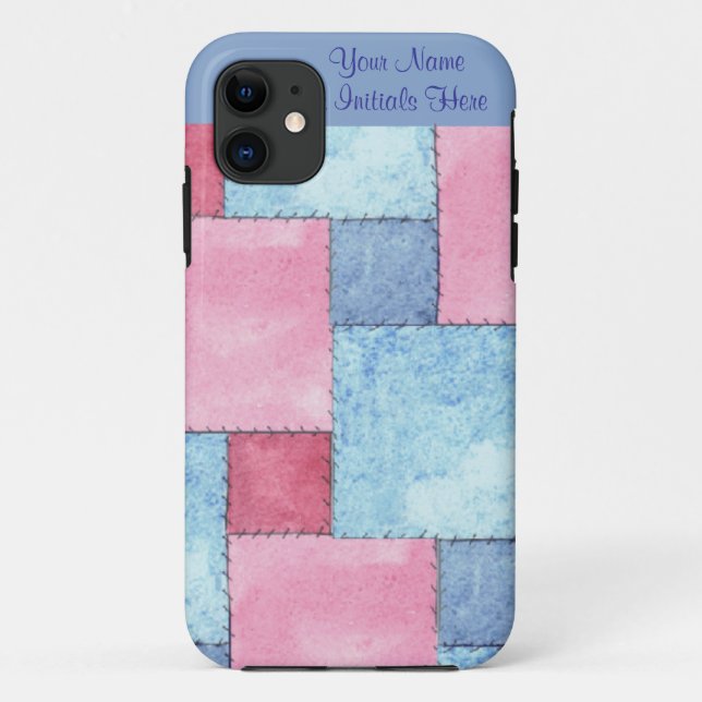 Customizable Patchwork iPhone 5 Case, Pinks, Blues Case-Mate iPhone Case (Back)