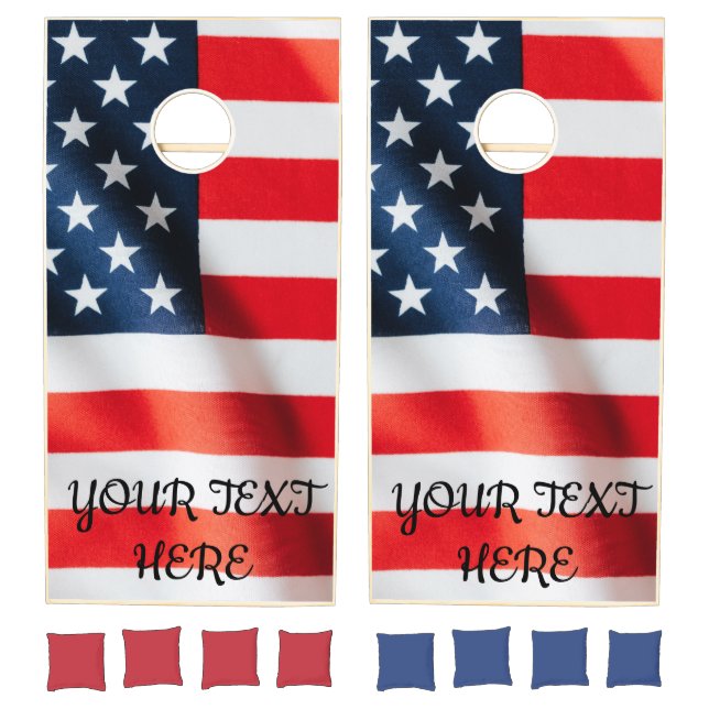 CUSTOMIZABLE PATRIOTIC AMERICAN FLAG CORNHOLE SET (Set)