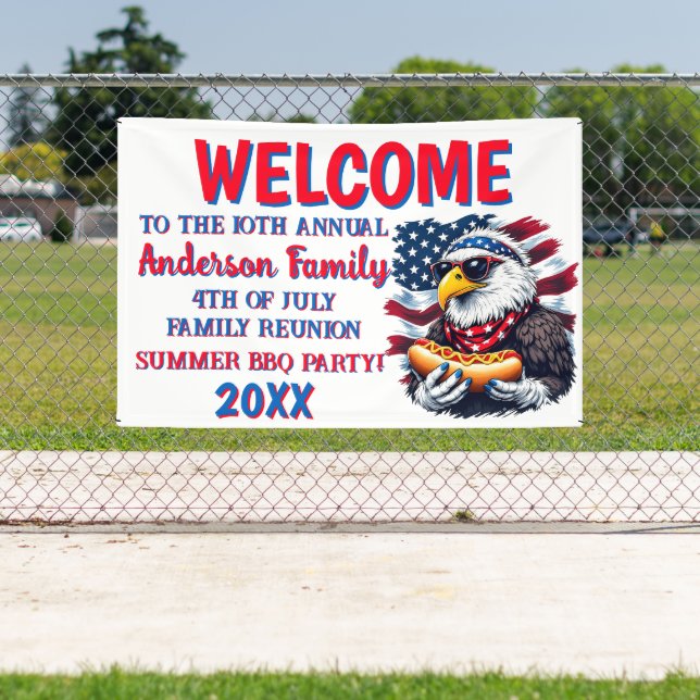 Customizable Patriotic BBQ Party Banner (Insitu)