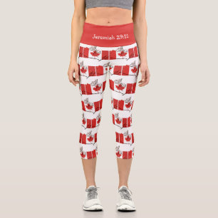 Customizable Patriotic CANADA FLAG Capri Leggings