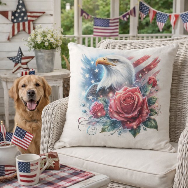 Customizable Patriotic Eagle Design Outdoor Pillow (Creator Uploaded)