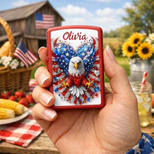 Customizable Patriotic Heart‑Eagle Design Zippo Lighter