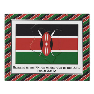 Customizable Patriotic KENYA FLAG Faux Canvas Print