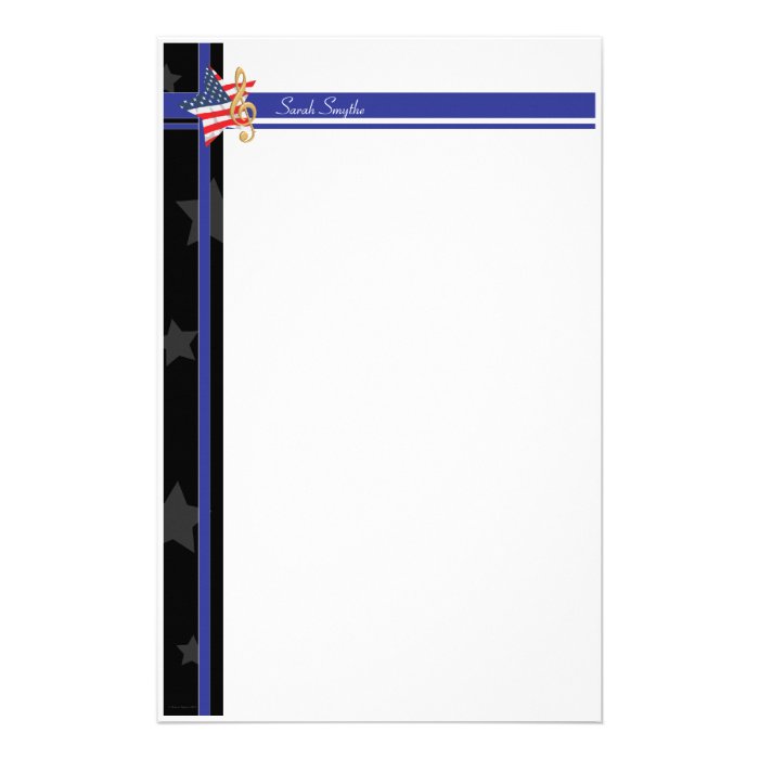 Customizable Patriotic Music Stationery