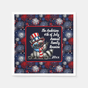 Customizable Patriotic Raccoon 4th of July Party Napkins