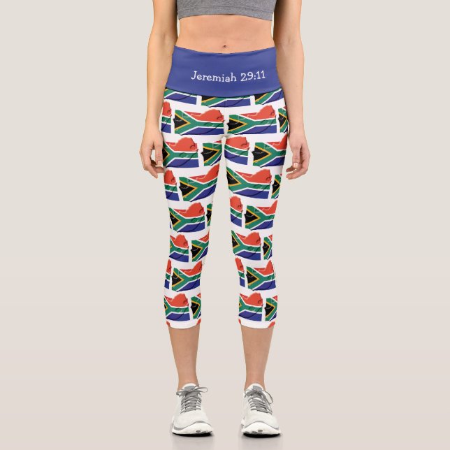 Customizable | Patriotic | SOUTH AFRICA FLAG Capri Leggings (Front)