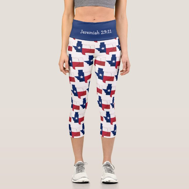 Customizable | Patriotic | TEXAS FLAG Capri Leggings (Front)