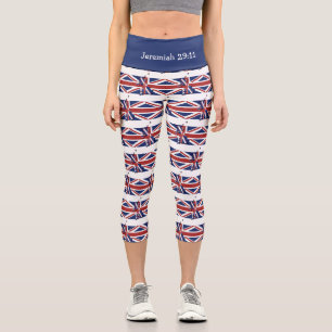 Customizable Patriotic UNION JACK UK FLAG Capri Leggings