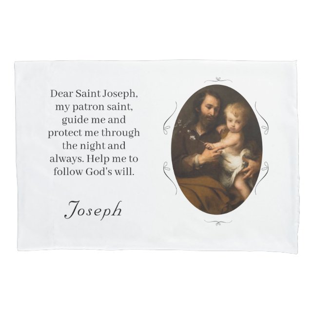 Customizable Patron Saint (St. Joseph) Pillow Case (Front)
