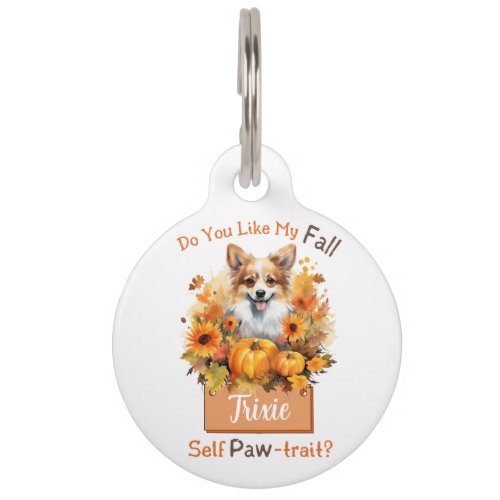 Customizable Paw_fect Autumn Dog Trixie Pet ID Tag