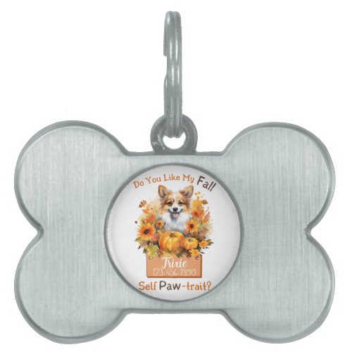 Customizable Paw_fect Autumn Dog Trixie Pet ID Tag