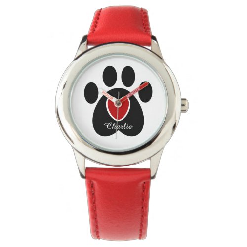 Customizable Paw Print and Heart Watch