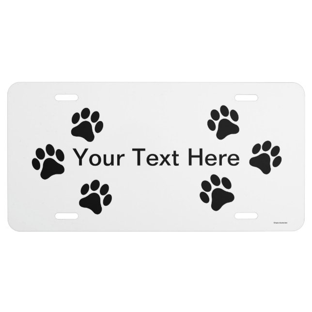 Customizable Paw Print Pattern License Plate (Front)