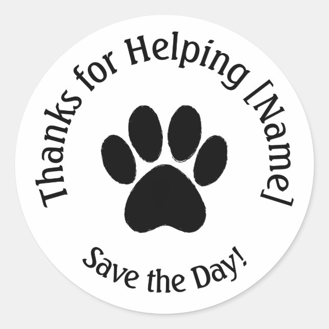 Customizable Paw Print Thank You Stickers (Front)