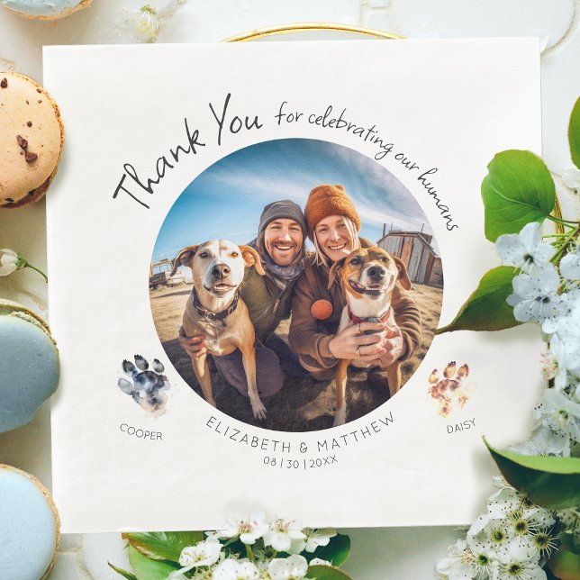 Customizable Paw-tograph Photo with Your Dogs Paper Dinner Napkins (Creator Uploaded)