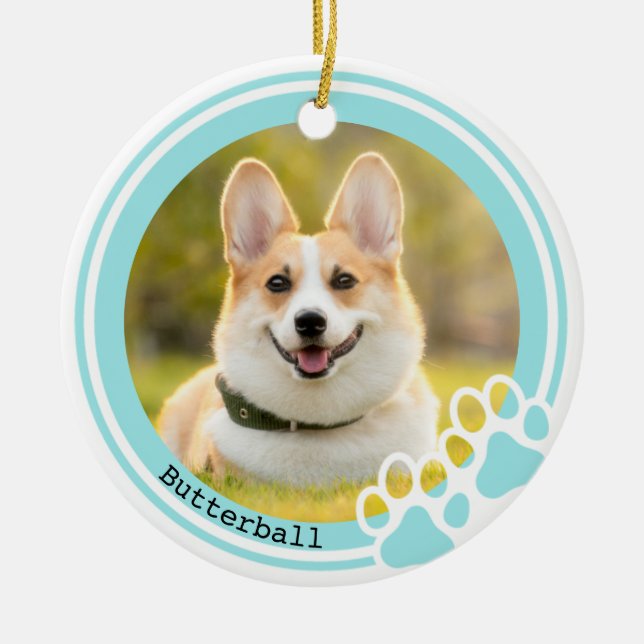 Customizable Pawprint Pet Ornament (Front)