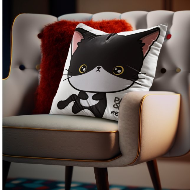Customizable Paws & Relax Cat Throw Pillow (Creator Uploaded)