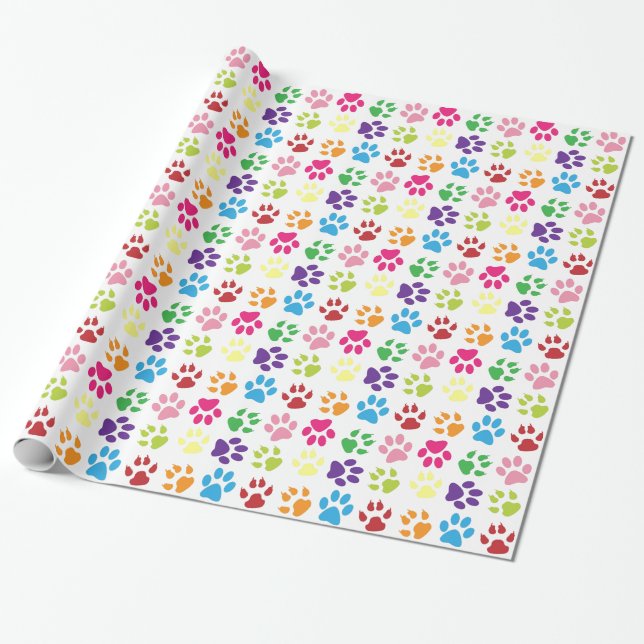 Customizable Paws Wrapping Paper (Unrolled)