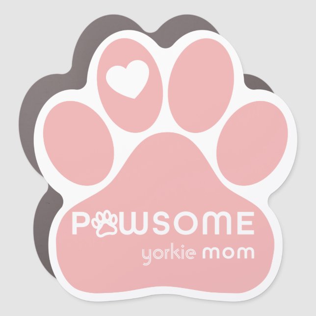 Customizable Pawsome Dog Mom Car Magnet (Front)