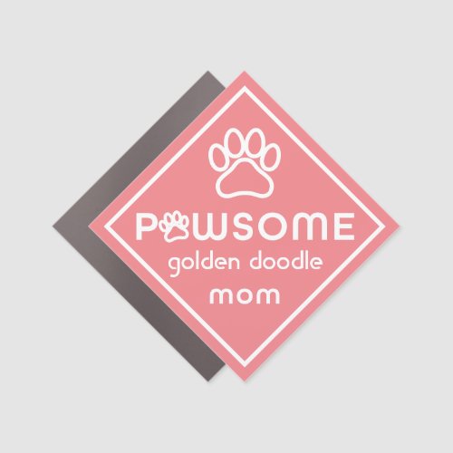 Customizable Pawsome Dog Mom Pink Diamond Car Magnet