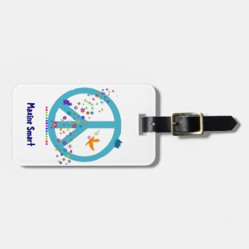 Customizable Peace Sign With Rainbow Colors Luggage Tag by FatCatGraphics at Zazzle
