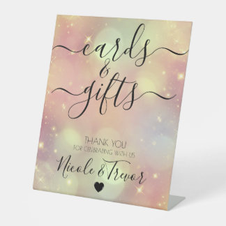 Customizable Peach Bokeh Cards & Gifts Wedding Pedestal Sign