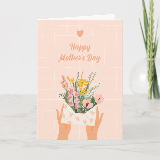 Customizable Peach Floral Mother's Day Card (Front)
