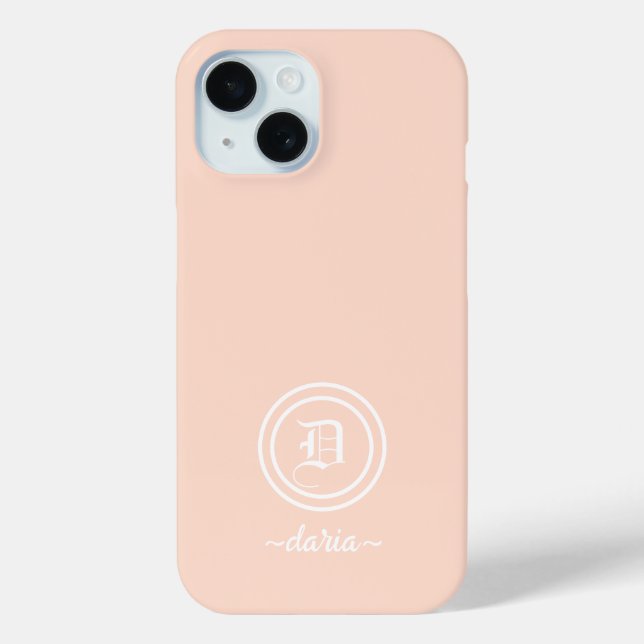 Customizable Peach Monogram Phone Case (Back)