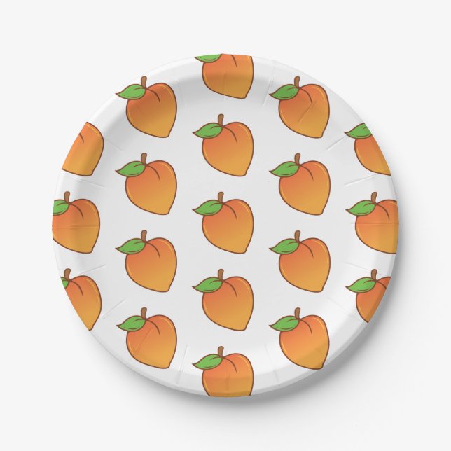 Customizable Peach Pattern Paper Plates (Front)