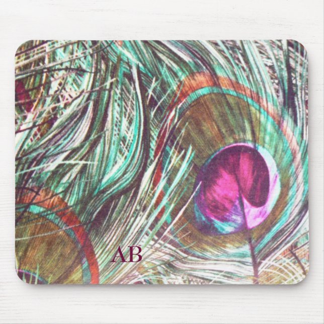 Customizable: Peacock feathers Mouse Pad (Front)