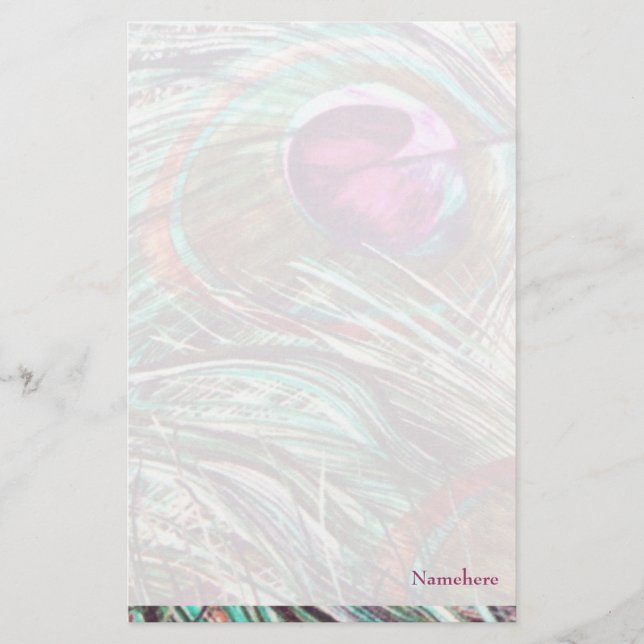 Customizable: Peacock feathers Stationery (Front)
