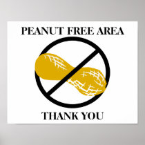 Customizable Peanut Free Area for School or Office Poster
