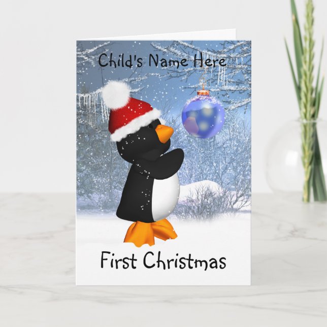 Customizable Penguin Christmas Card (Front)