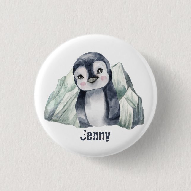Customizable Penguin In Winter Button (Front)