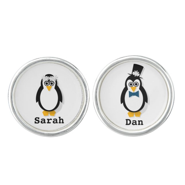 Customizable Penguin Wedding Cufflinks (Front)
