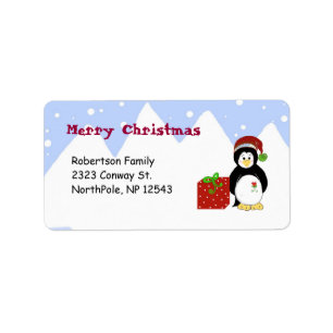 Customizable Penguins Christmas Label