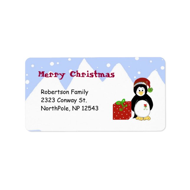 Customizable Penguins Christmas Label (Front)